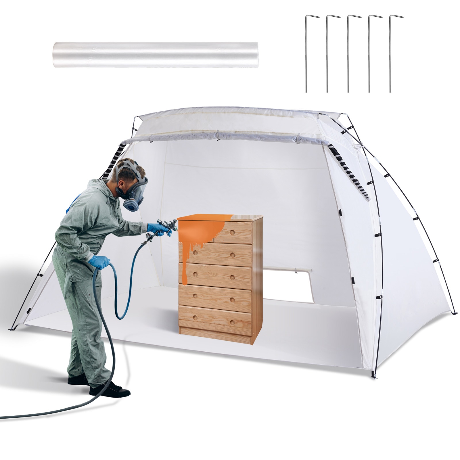 Portable Paint Spray Booth Tent With Mesh Screen For Furniture Diy_voghion.com
